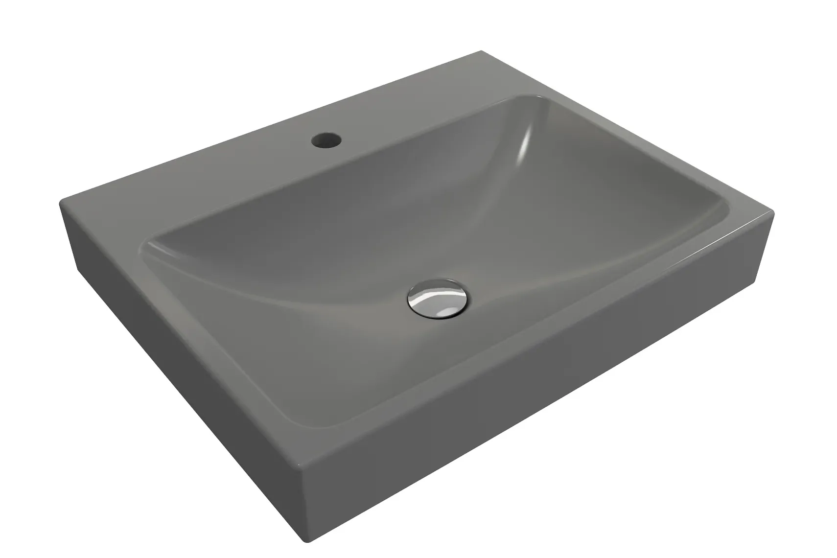 BOCCHI Scala 24" Rectangle Wallmount Fireclay Bathroom Sink, Matte Gray, Single Faucet Hole, 1077-006-0126