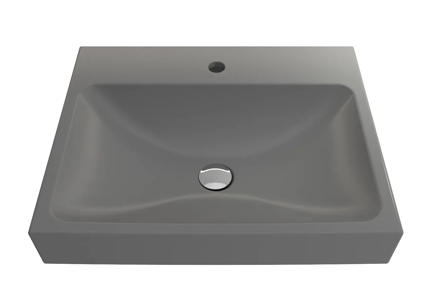 BOCCHI Scala 24" Rectangle Wallmount Fireclay Bathroom Sink, Matte Gray, Single Faucet Hole, 1077-006-0126