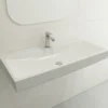 BOCCHI Scala 40" Rectangle Wallmount Fireclay Bathroom Sink, Matte White, Single Faucet Hole, 1079-002-0126
