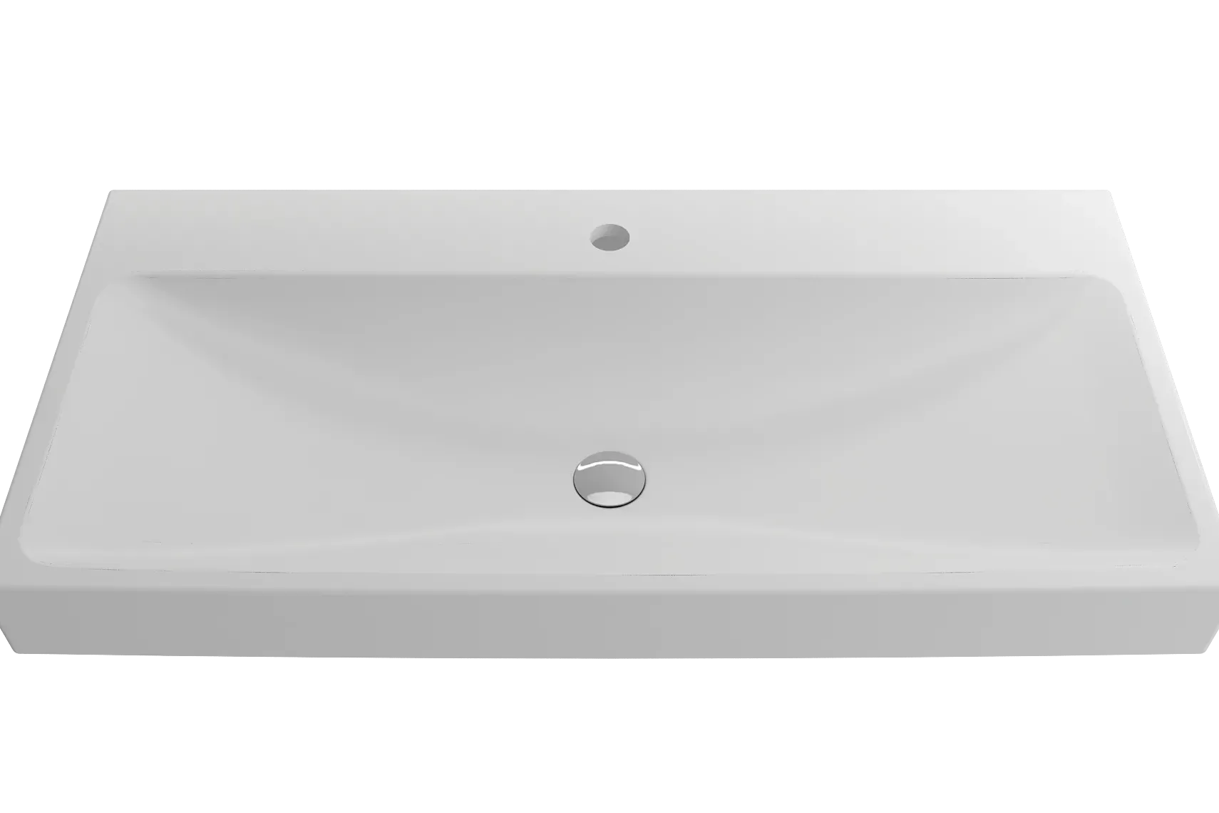 BOCCHI Scala 40" Rectangle Wallmount Fireclay Bathroom Sink, Matte White, Single Faucet Hole, 1079-002-0126