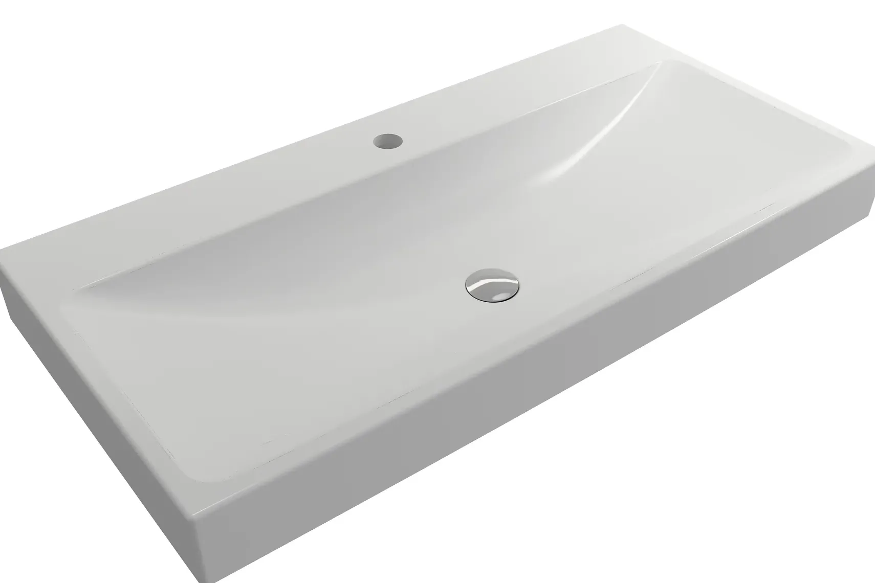 BOCCHI Scala 40" Rectangle Wallmount Fireclay Bathroom Sink, Matte White, Single Faucet Hole, 1079-002-0126
