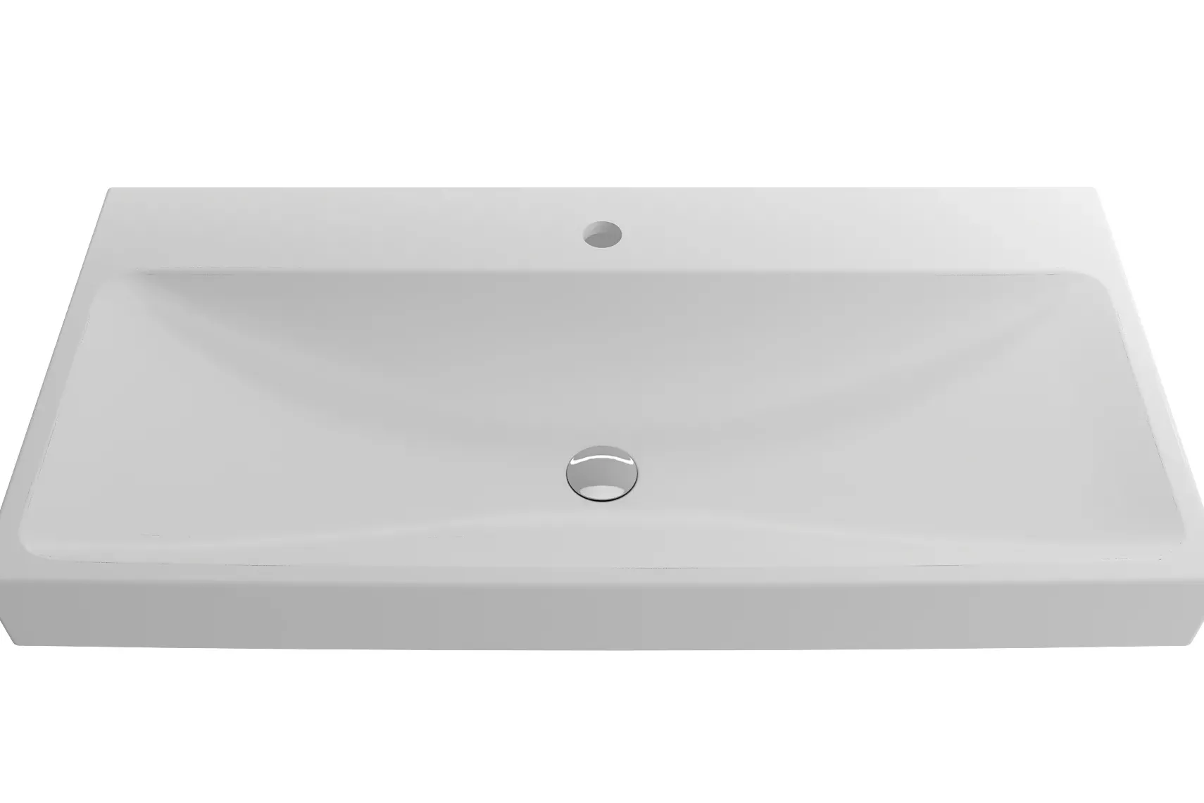 BOCCHI Scala 40" Rectangle Wallmount Fireclay Bathroom Sink, Matte White, Single Faucet Hole, 1079-002-0126