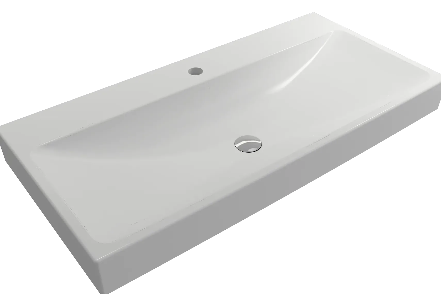BOCCHI Scala 40" Rectangle Wallmount Fireclay Bathroom Sink, Matte White, Single Faucet Hole, 1079-002-0126