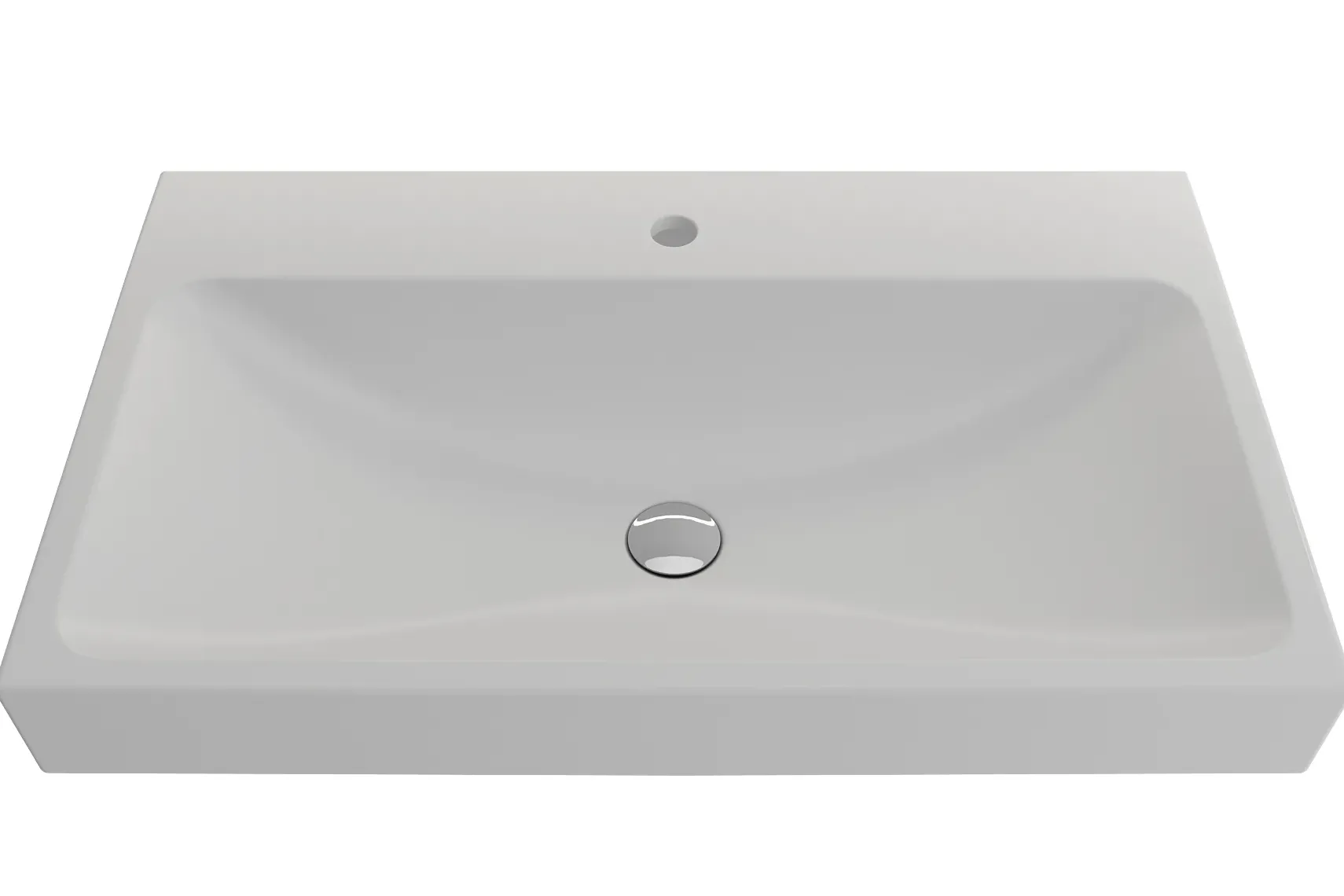 BOCCHI Scala 32" Rectangle Wallmount Fireclay Bathroom Sink, Matte White, Single Faucet Hole, 1078-002-0126