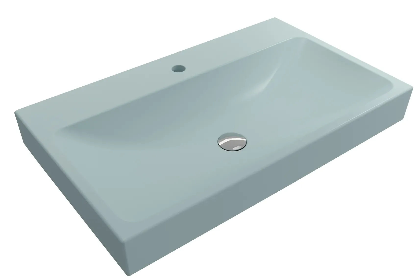 BOCCHI Scala 32" Rectangle Wallmount Fireclay Bathroom Sink, Matte Ice Blue, Single Faucet Hole, 1078-029-0126