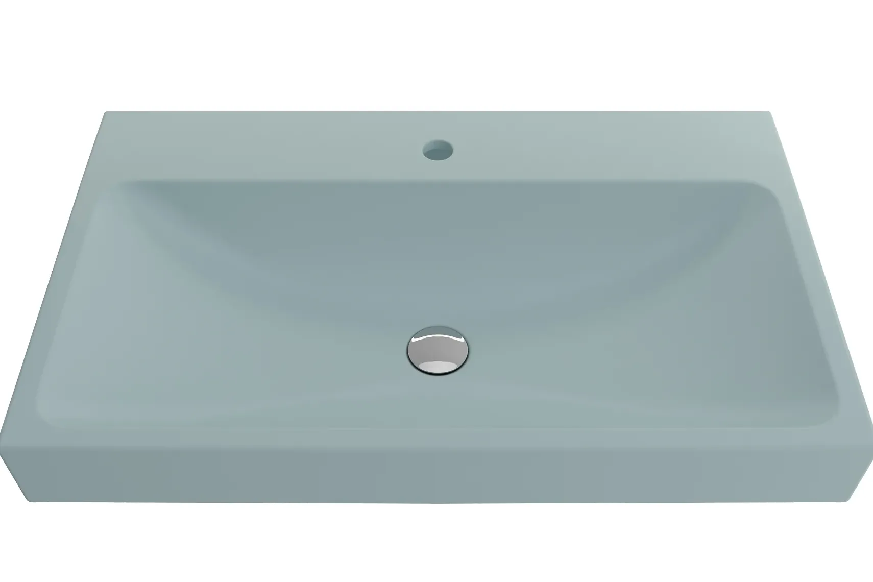 BOCCHI Scala 32" Rectangle Wallmount Fireclay Bathroom Sink, Matte Ice Blue, Single Faucet Hole, 1078-029-0126