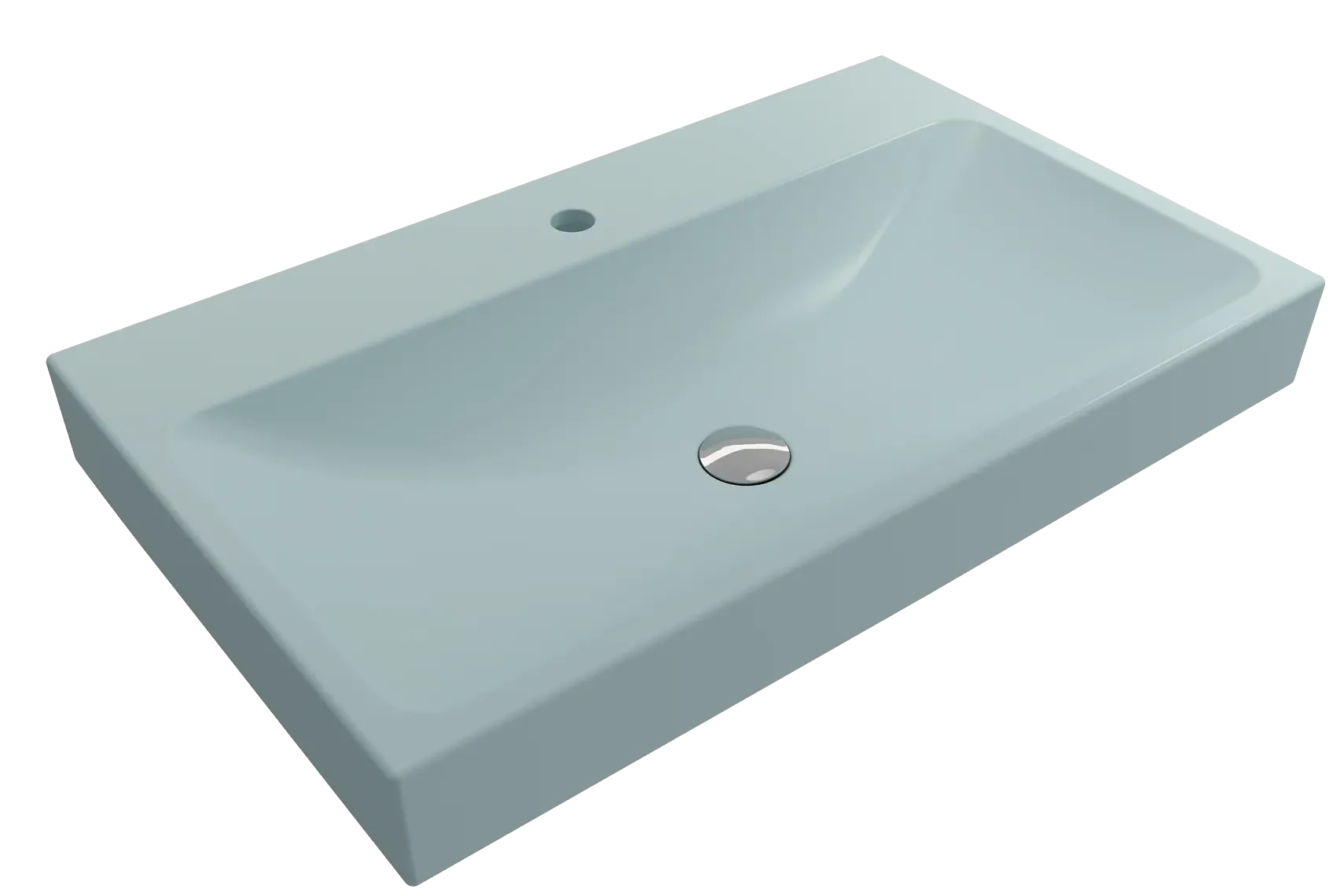 BOCCHI Scala 32" Rectangle Wallmount Fireclay Bathroom Sink, Matte Ice Blue, Single Faucet Hole, 1078-029-0126