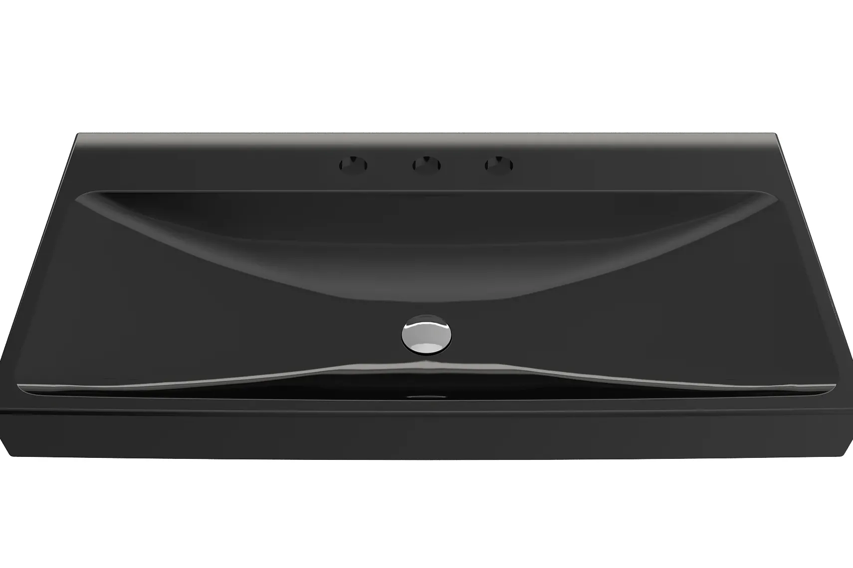 BOCCHI Scala 40" Rectangle Wallmount Fireclay Bathroom Sink, Black, 3 Faucet Hole, 1079-005-0127