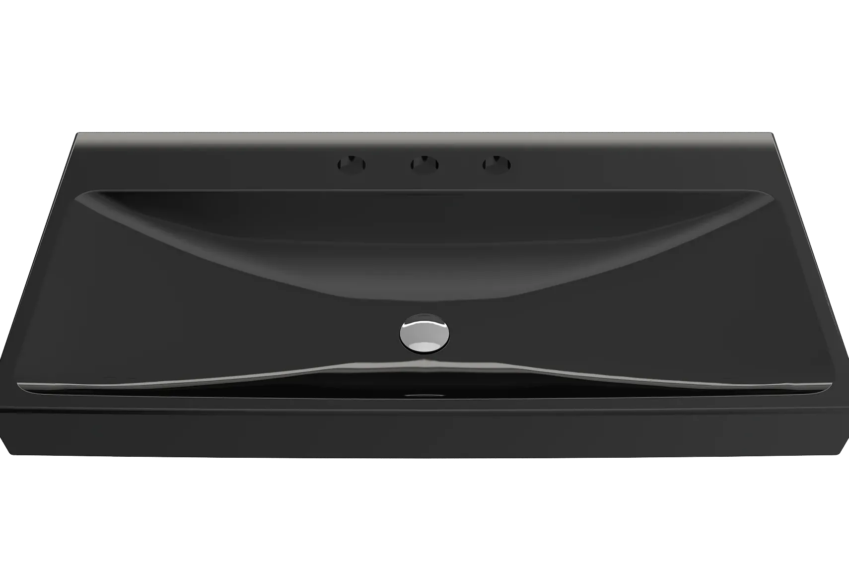 BOCCHI Scala 40" Rectangle Wallmount Fireclay Bathroom Sink, Black, 3 Faucet Hole, 1079-005-0127