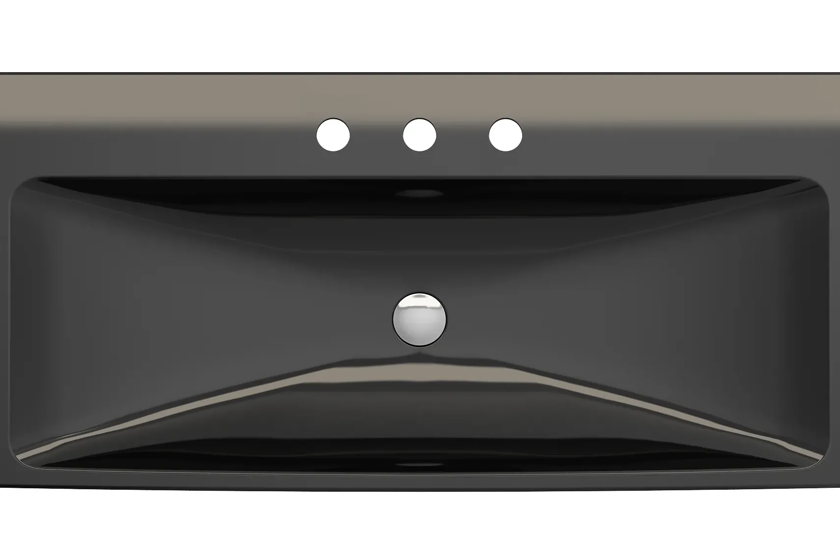 BOCCHI Scala 40" Rectangle Wallmount Fireclay Bathroom Sink, Black, 3 Faucet Hole, 1079-005-0127