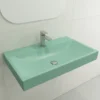 BOCCHI Scala 32" Rectangle Wallmount Fireclay Bathroom Sink, Matte Mint Green, Single Faucet Hole, 1078-033-0126