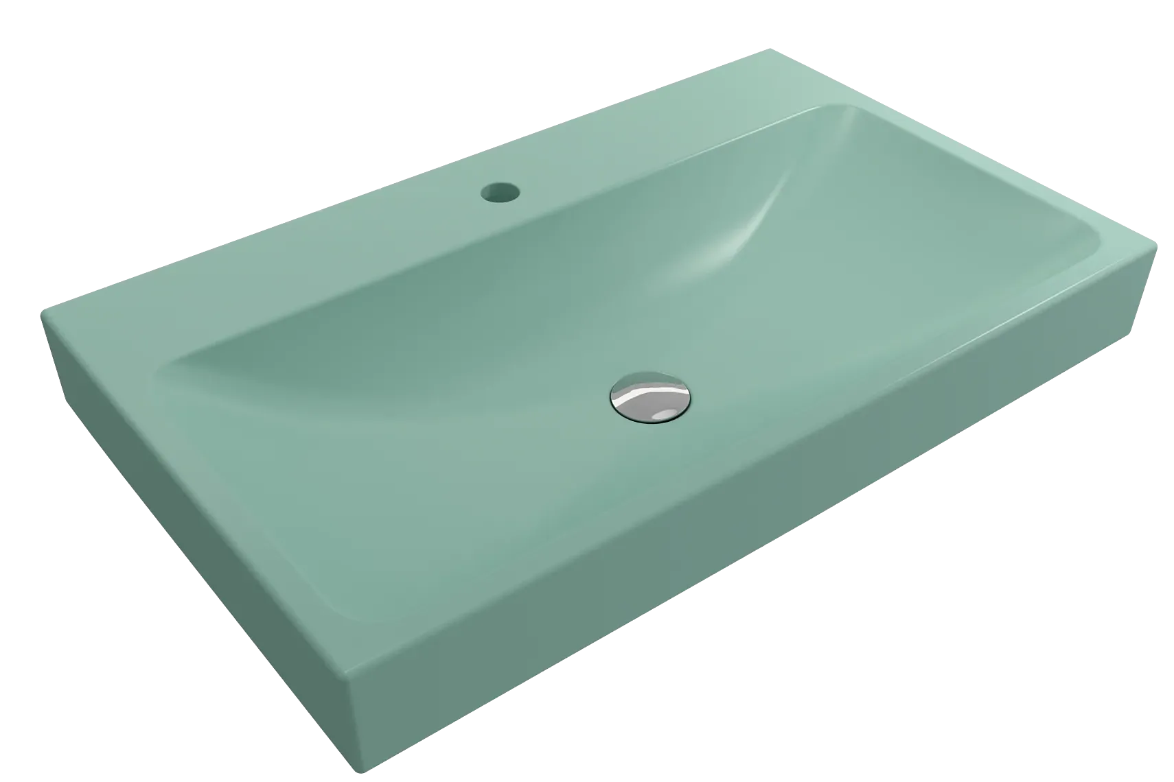 BOCCHI Scala 32" Rectangle Wallmount Fireclay Bathroom Sink, Matte Mint Green, Single Faucet Hole, 1078-033-0126