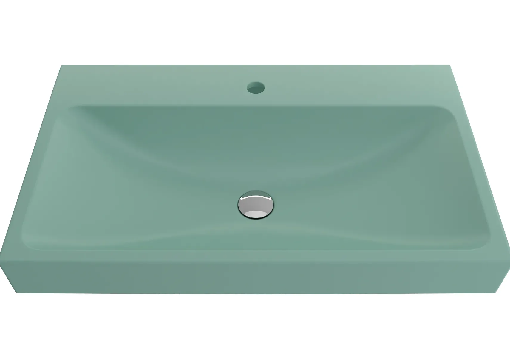 BOCCHI Scala 32" Rectangle Wallmount Fireclay Bathroom Sink, Matte Mint Green, Single Faucet Hole, 1078-033-0126