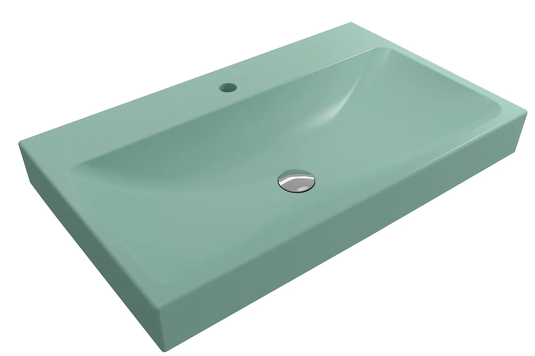 BOCCHI Scala 32" Rectangle Wallmount Fireclay Bathroom Sink, Matte Mint Green, Single Faucet Hole, 1078-033-0126