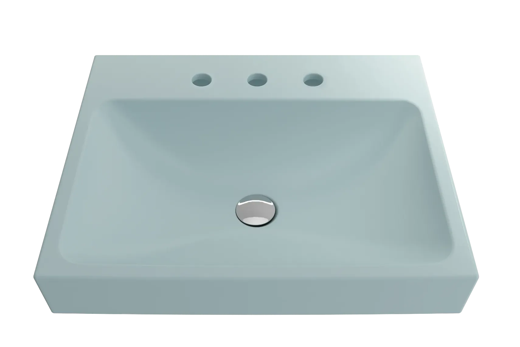 BOCCHI Scala 24" Rectangle Wallmount Fireclay Bathroom Sink, Matte Ice Blue, 3 Faucet Hole, 1077-029-0127