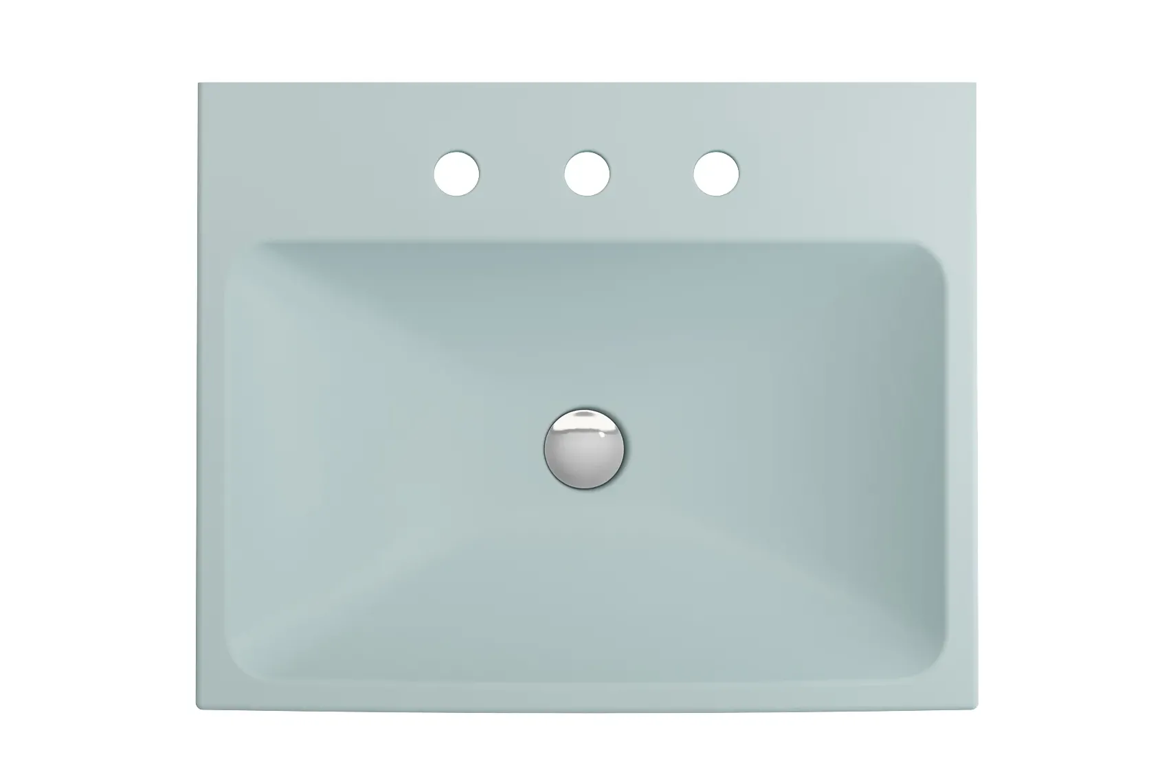 BOCCHI Scala 24" Rectangle Wallmount Fireclay Bathroom Sink, Matte Ice Blue, 3 Faucet Hole, 1077-029-0127