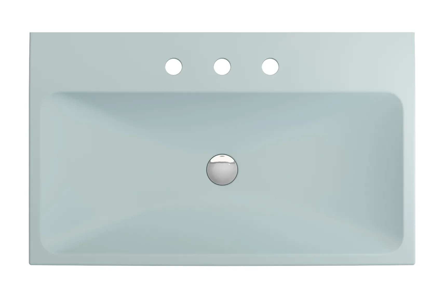 BOCCHI Scala 32" Rectangle Wallmount Fireclay Bathroom Sink, Matte Ice Blue, 3 Faucet Hole, 1078-029-0127