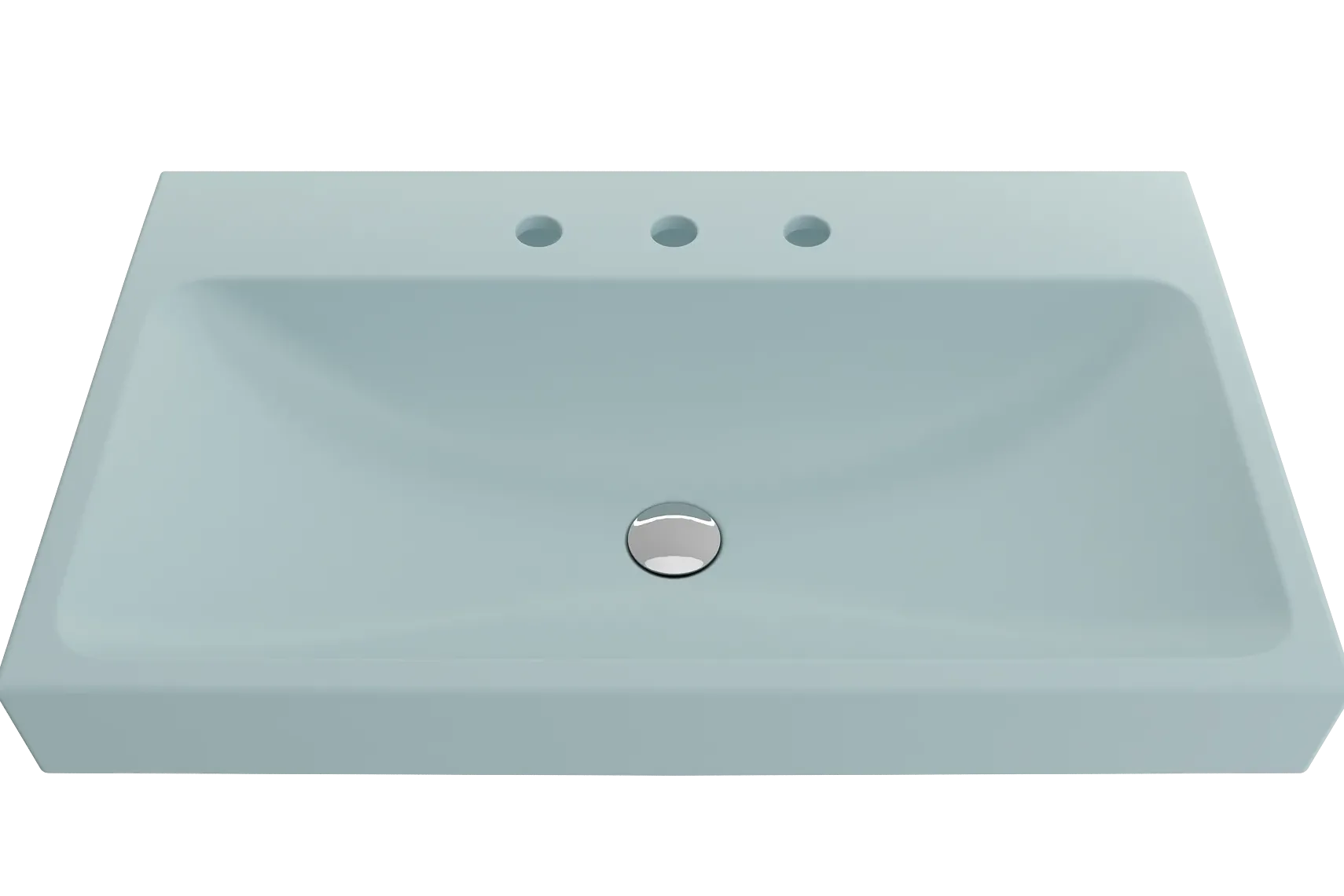 BOCCHI Scala 32" Rectangle Wallmount Fireclay Bathroom Sink, Matte Ice Blue, 3 Faucet Hole, 1078-029-0127