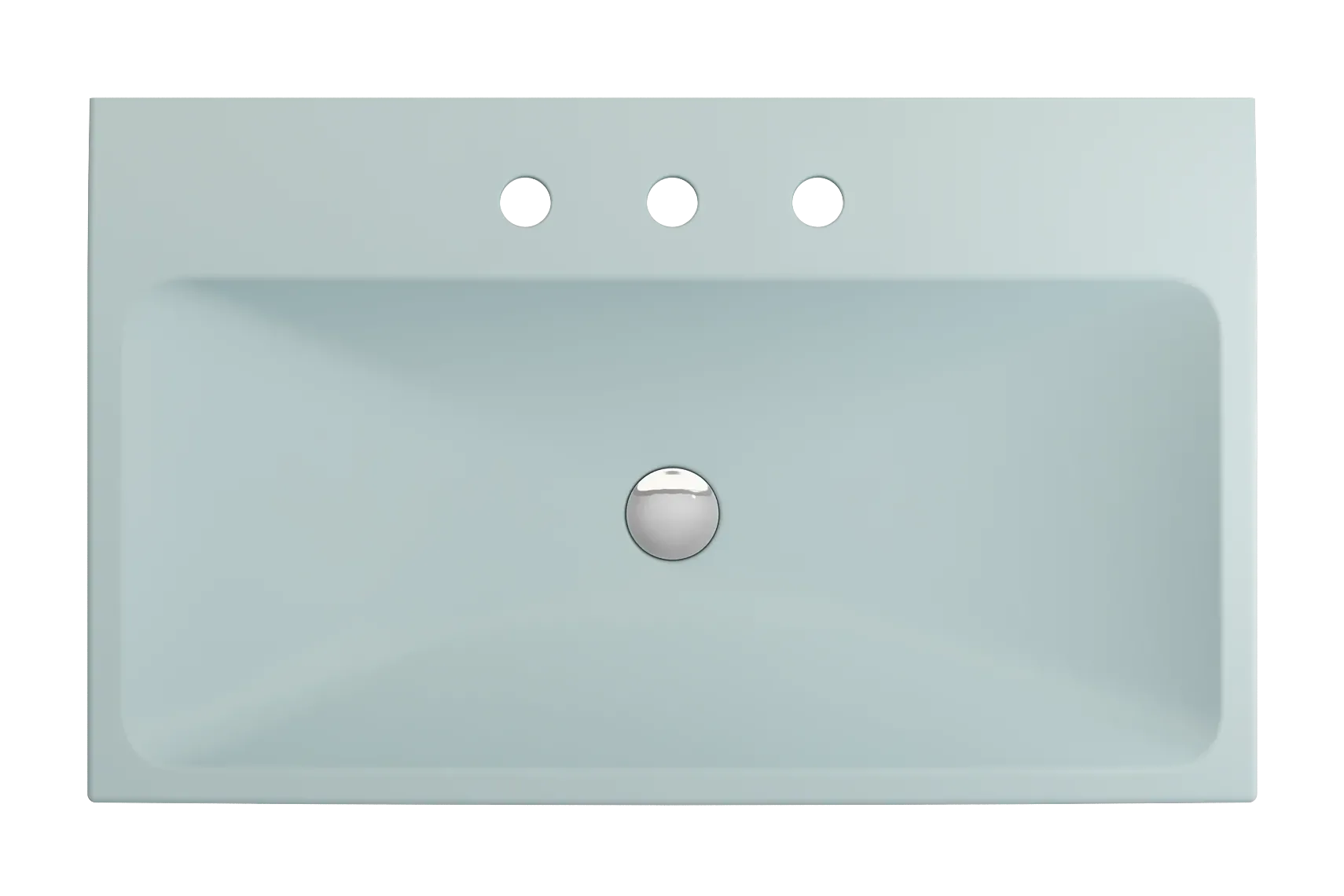 BOCCHI Scala 32" Rectangle Wallmount Fireclay Bathroom Sink, Matte Ice Blue, 3 Faucet Hole, 1078-029-0127