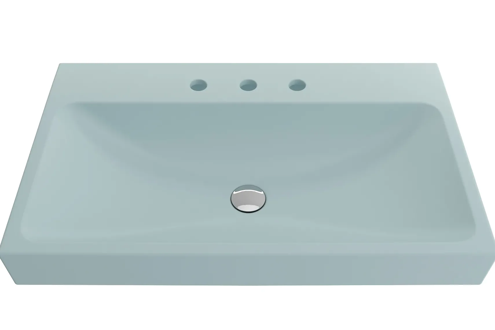 BOCCHI Scala 32" Rectangle Wallmount Fireclay Bathroom Sink, Matte Ice Blue, 3 Faucet Hole, 1078-029-0127