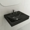 BOCCHI Scala 24" Rectangle Wallmount Fireclay Bathroom Sink, Black, 3 Faucet Hole, 1077-005-0127