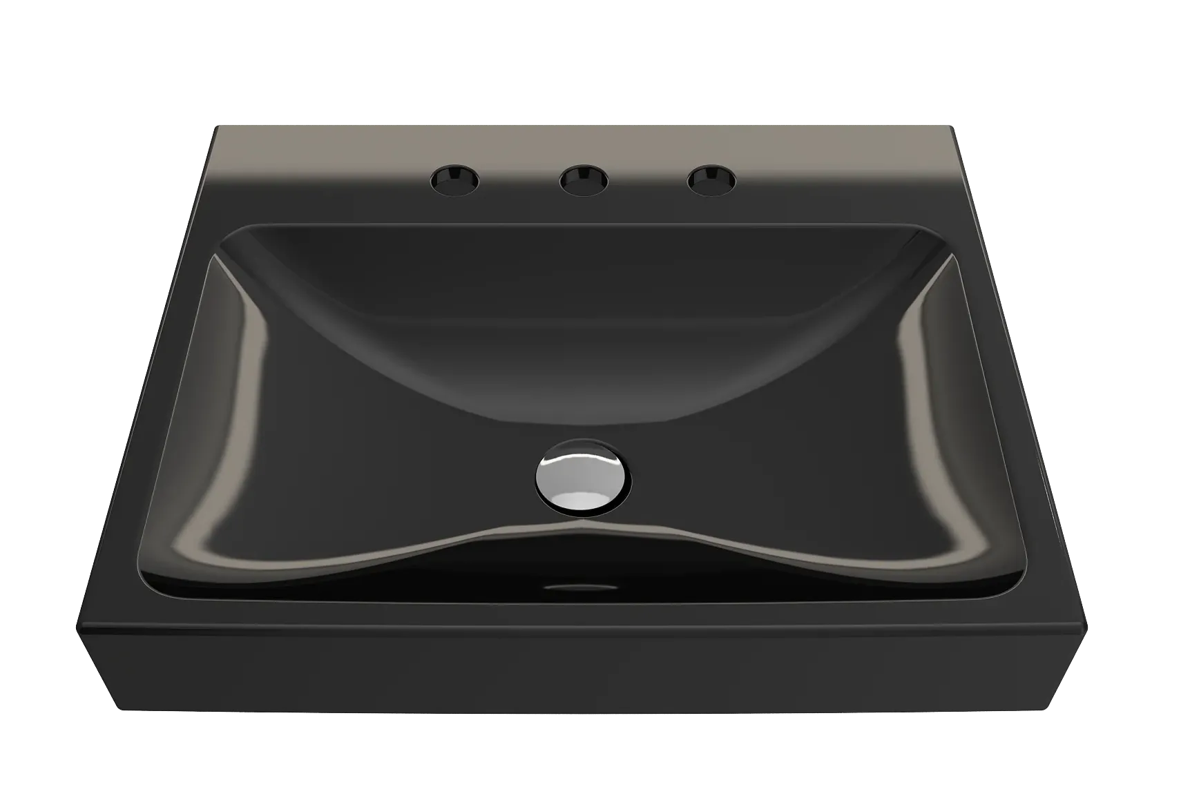 BOCCHI Scala 24" Rectangle Wallmount Fireclay Bathroom Sink, Black, 3 Faucet Hole, 1077-005-0127