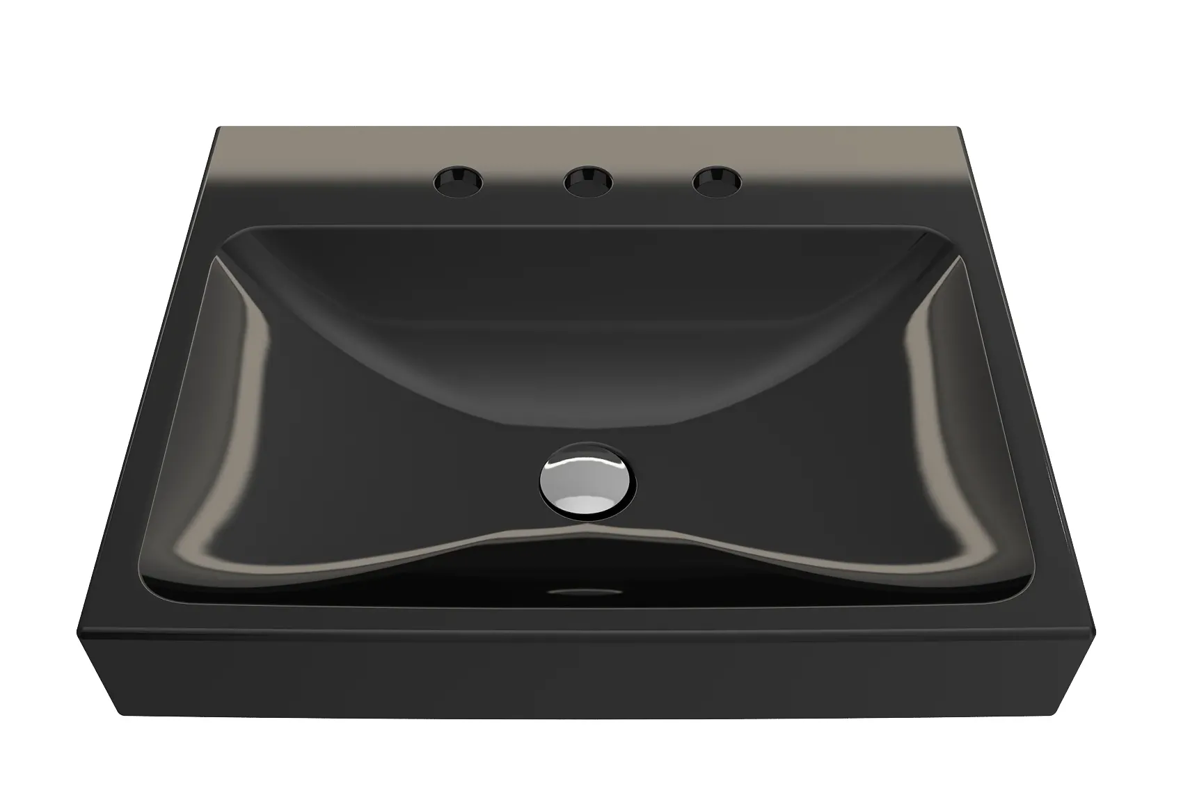 BOCCHI Scala 24" Rectangle Wallmount Fireclay Bathroom Sink, Black, 3 Faucet Hole, 1077-005-0127