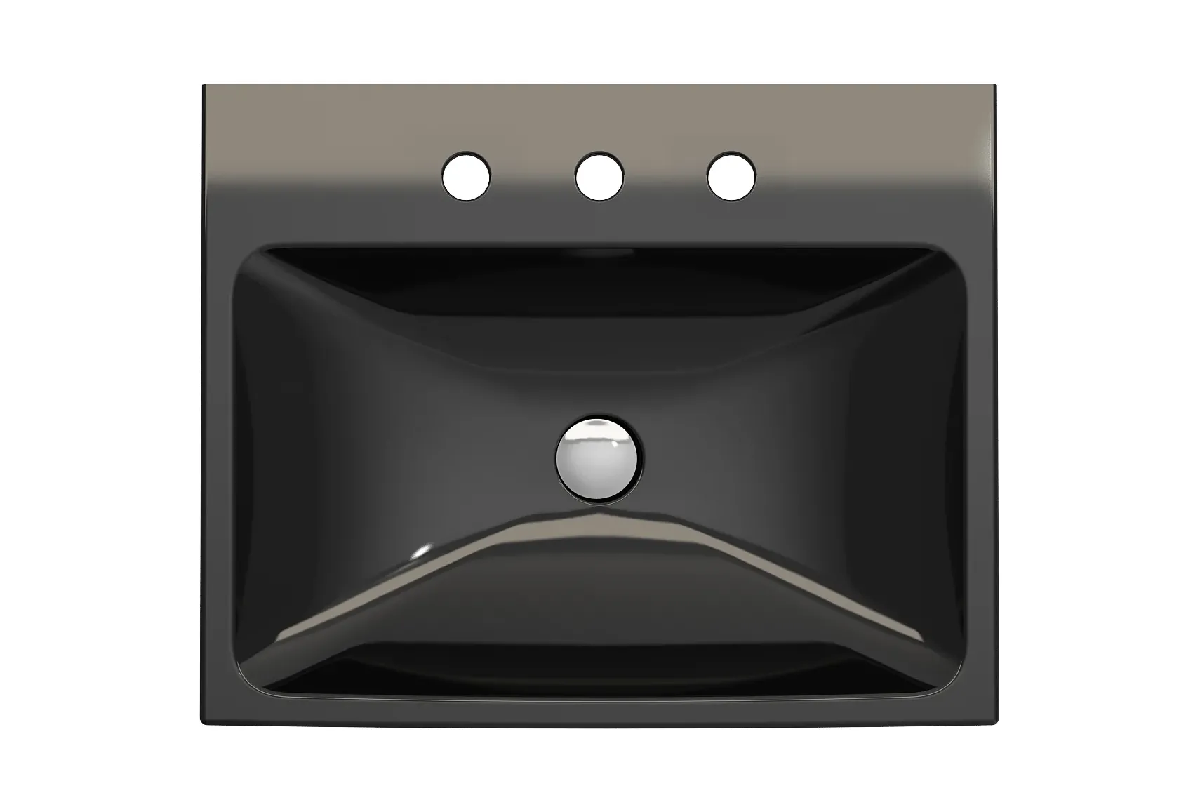 BOCCHI Scala 24" Rectangle Wallmount Fireclay Bathroom Sink, Black, 3 Faucet Hole, 1077-005-0127