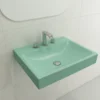 BOCCHI Scala 24" Rectangle Wallmount Fireclay Bathroom Sink, Matte Mint Green, 3 Faucet Hole, 1077-033-0127