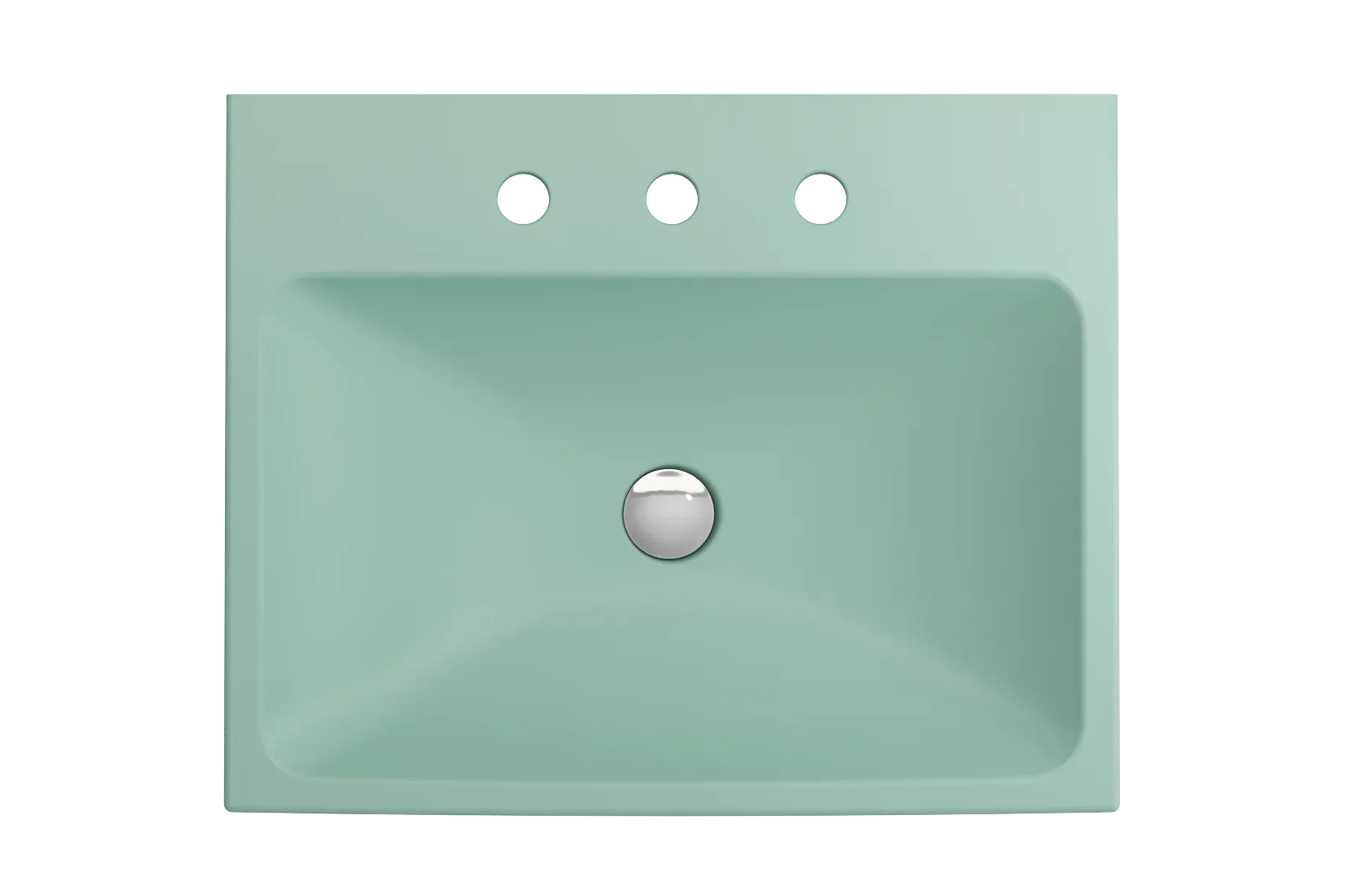 BOCCHI Scala 24" Rectangle Wallmount Fireclay Bathroom Sink, Matte Mint Green, 3 Faucet Hole, 1077-033-0127
