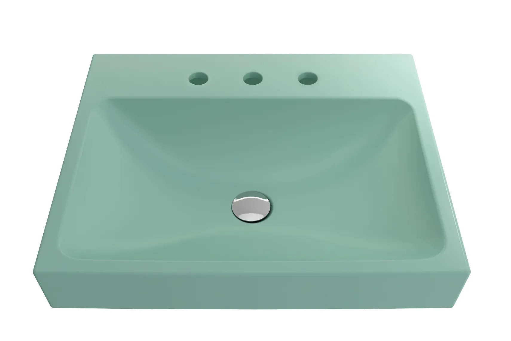 BOCCHI Scala 24" Rectangle Wallmount Fireclay Bathroom Sink, Matte Mint Green, 3 Faucet Hole, 1077-033-0127