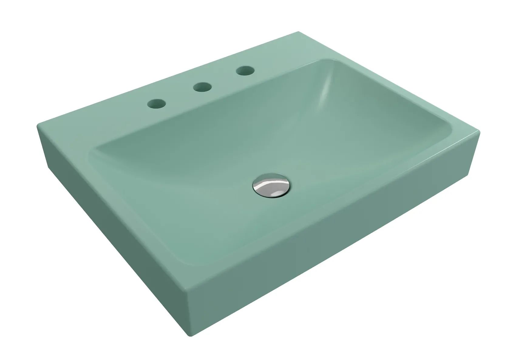 BOCCHI Scala 24" Rectangle Wallmount Fireclay Bathroom Sink, Matte Mint Green, 3 Faucet Hole, 1077-033-0127