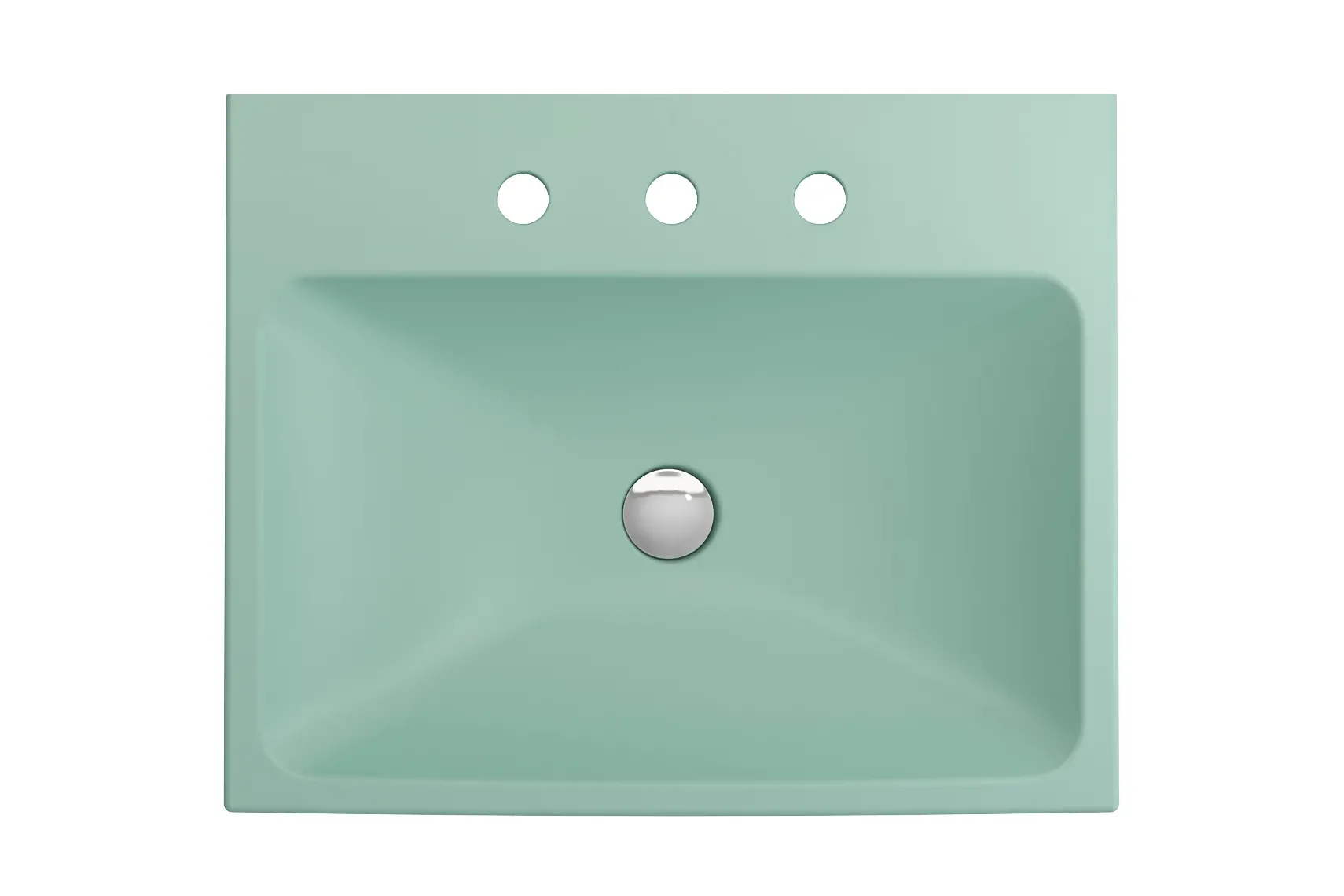BOCCHI Scala 24" Rectangle Wallmount Fireclay Bathroom Sink, Matte Mint Green, 3 Faucet Hole, 1077-033-0127