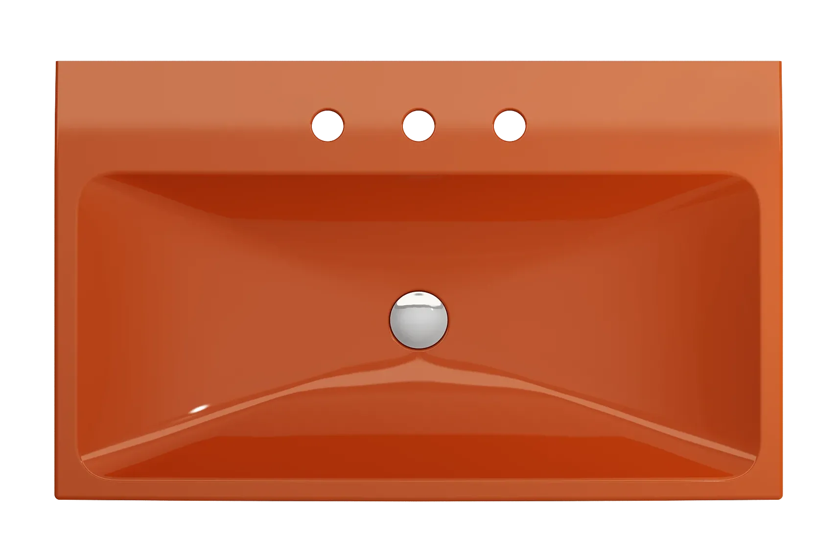 BOCCHI Scala 32" Rectangle Wallmount Fireclay Bathroom Sink, Orange, 3 Faucet Hole, 1078-012-0127
