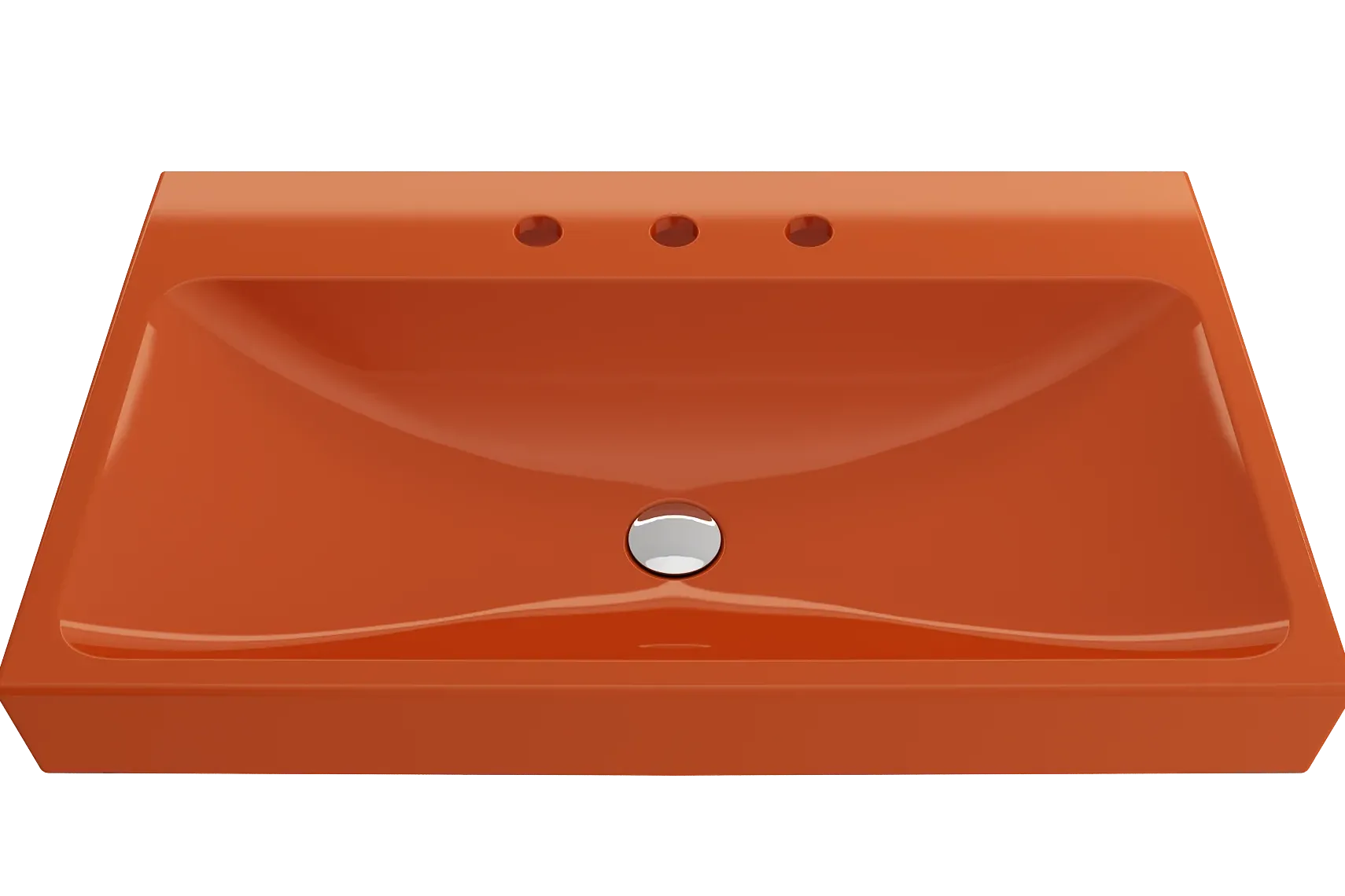 BOCCHI Scala 32" Rectangle Wallmount Fireclay Bathroom Sink, Orange, 3 Faucet Hole, 1078-012-0127