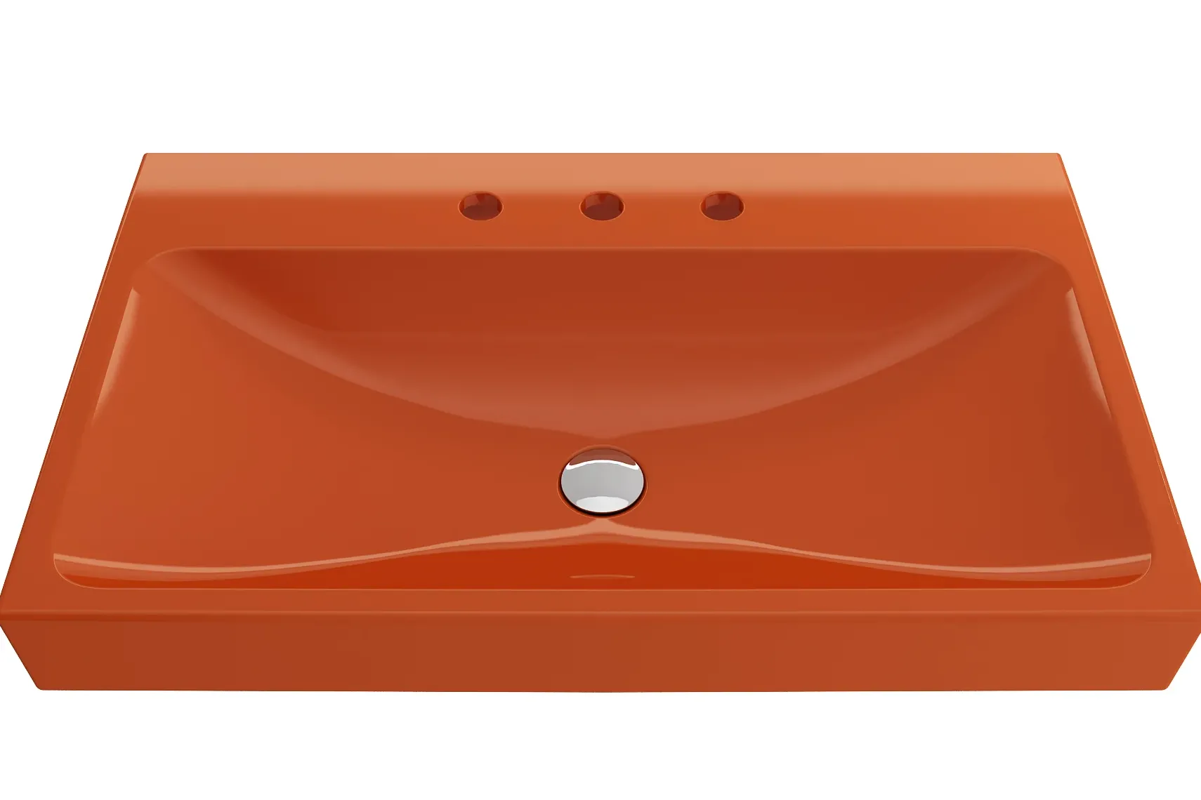 BOCCHI Scala 32" Rectangle Wallmount Fireclay Bathroom Sink, Orange, 3 Faucet Hole, 1078-012-0127