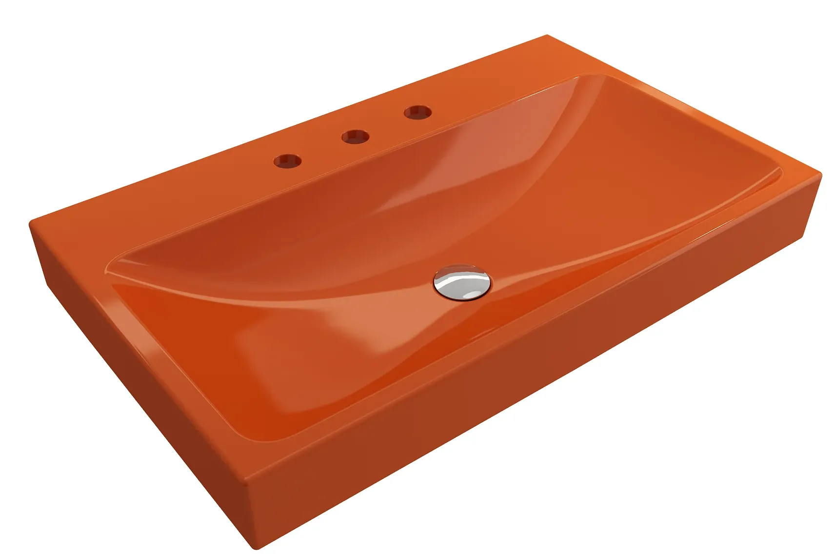 BOCCHI Scala 32" Rectangle Wallmount Fireclay Bathroom Sink, Orange, 3 Faucet Hole, 1078-012-0127