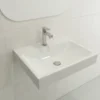 BOCCHI Scala 24" Rectangle Wallmount Fireclay Bathroom Sink, White, Single Faucet Hole, 1077-001-0126