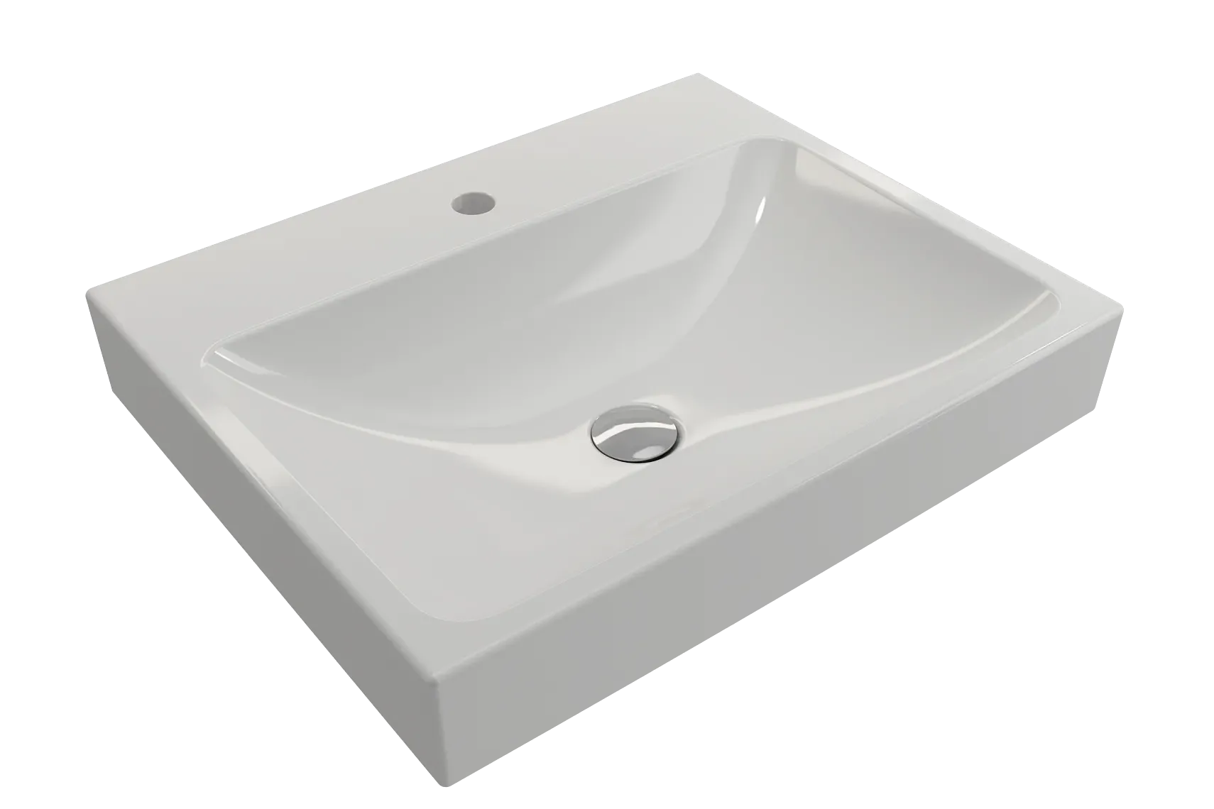 BOCCHI Scala 24" Rectangle Wallmount Fireclay Bathroom Sink, White, Single Faucet Hole, 1077-001-0126