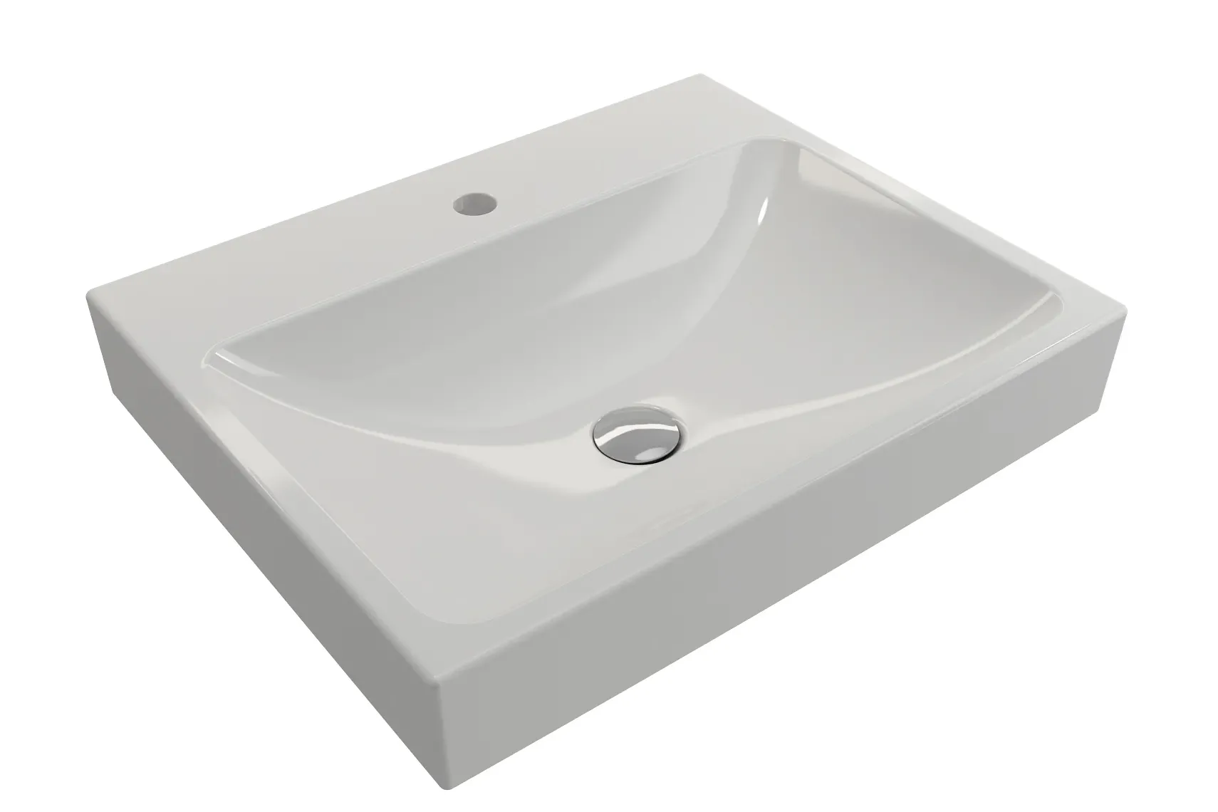 BOCCHI Scala 24" Rectangle Wallmount Fireclay Bathroom Sink, White, Single Faucet Hole, 1077-001-0126
