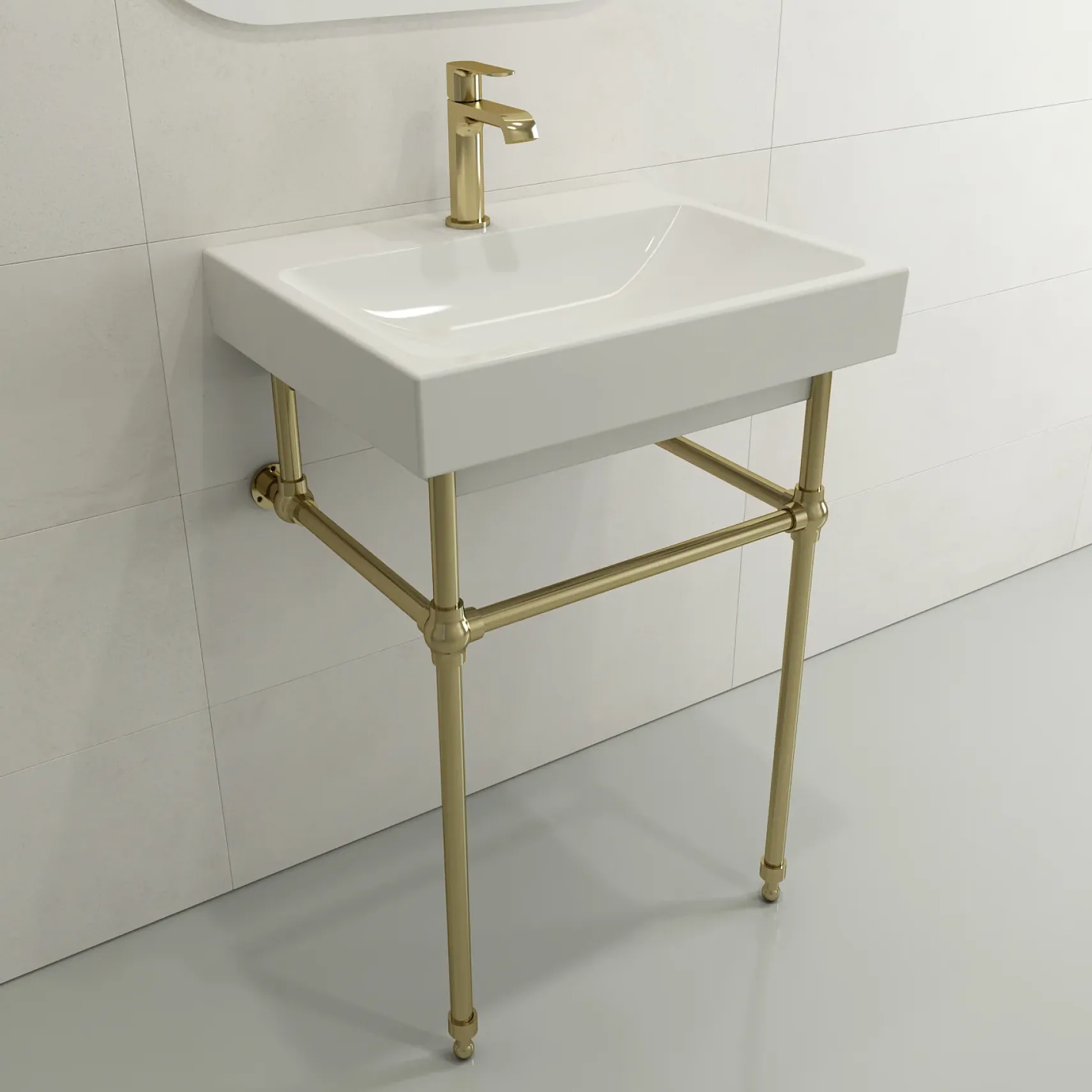 BOCCHI Scala 24" Rectangle Wallmount Fireclay Bathroom Sink, White, Single Faucet Hole, 1077-001-0126