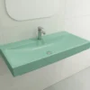 BOCCHI Scala 40" Rectangle Wallmount Fireclay Bathroom Sink, Matte Mint Green, Single Faucet Hole, 1079-033-0126