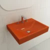 BOCCHI Scala 24" Rectangle Wallmount Fireclay Bathroom Sink, Orange, 3 Faucet Hole, 1077-012-0127