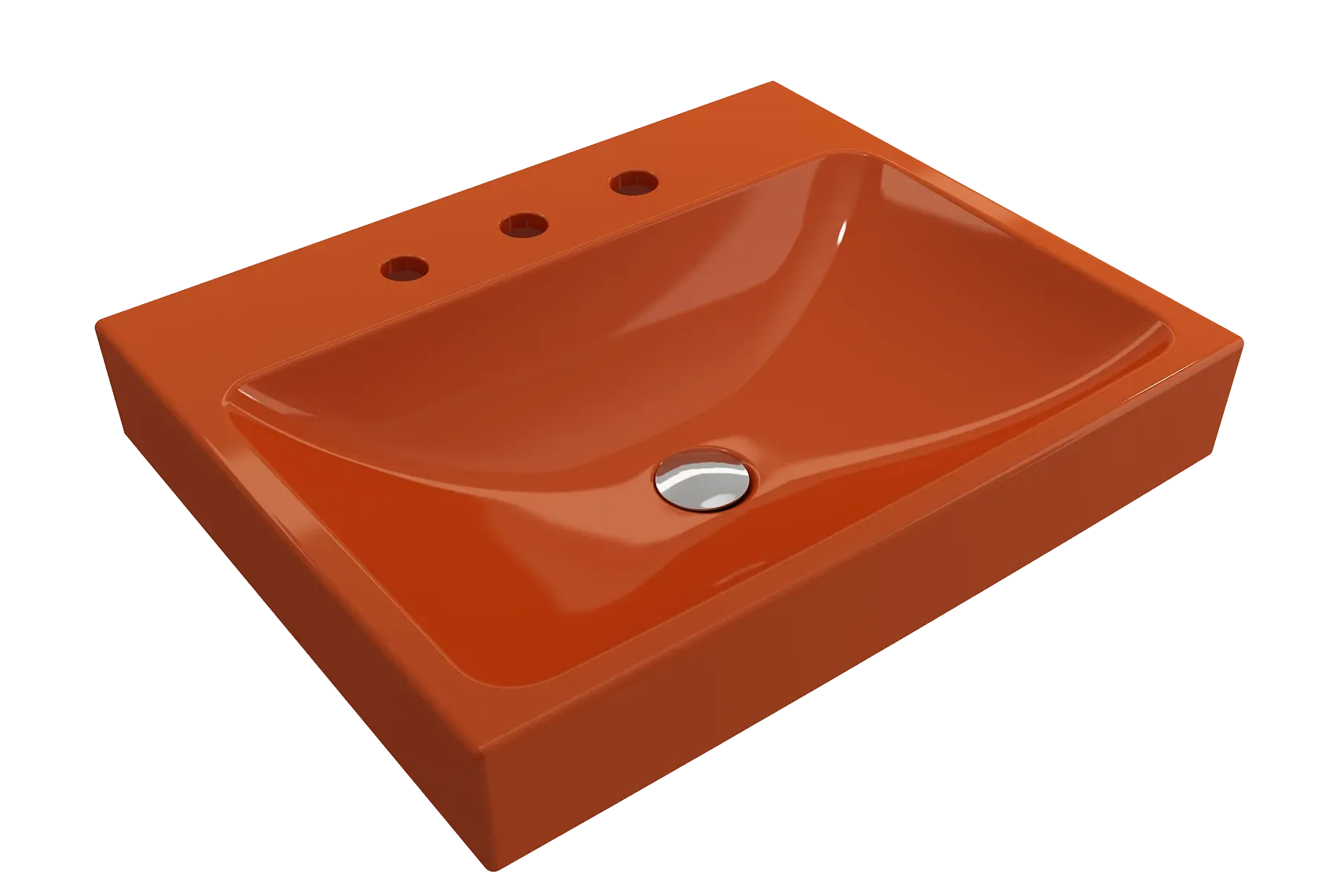 BOCCHI Scala 24" Rectangle Wallmount Fireclay Bathroom Sink, Orange, 3 Faucet Hole, 1077-012-0127