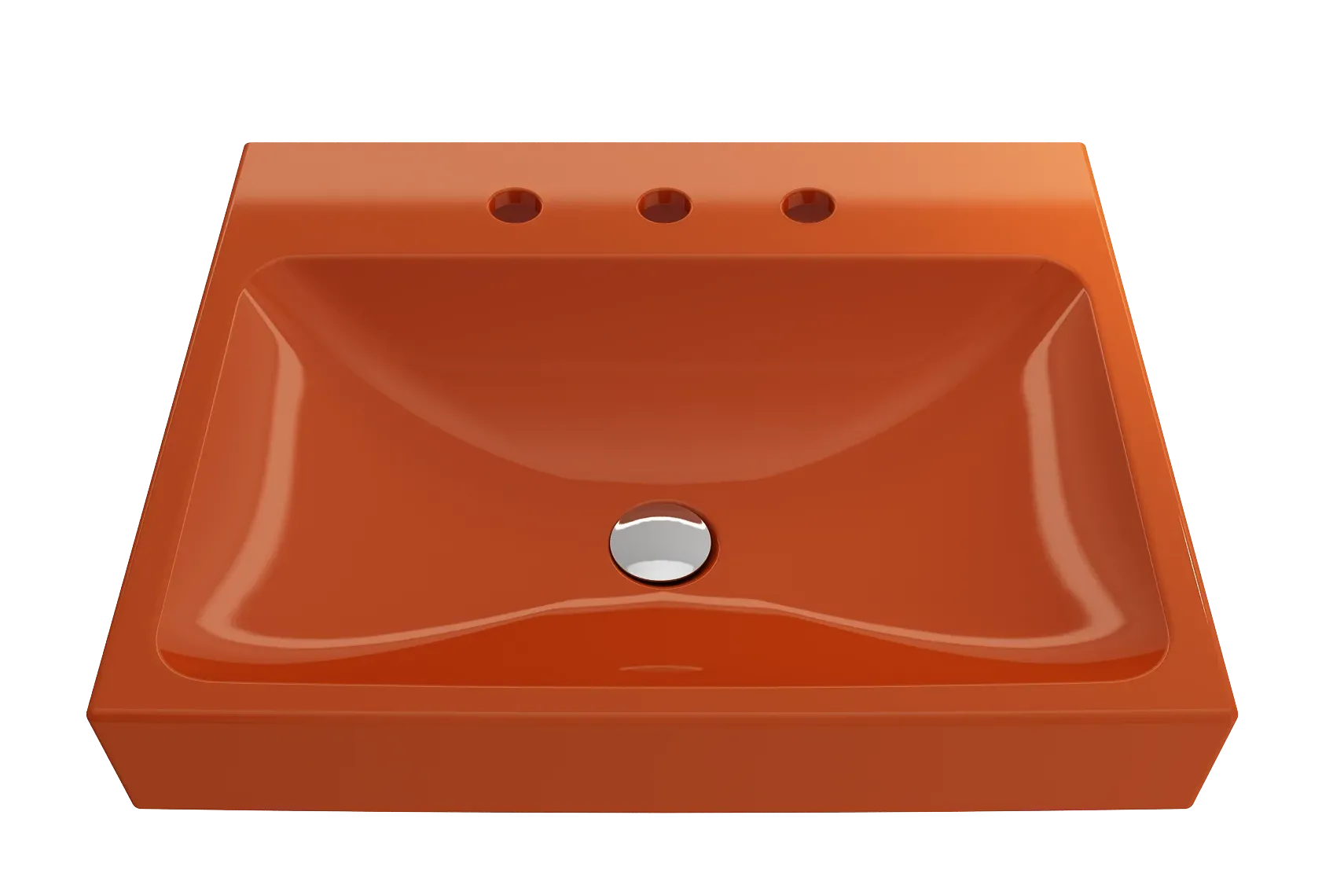 BOCCHI Scala 24" Rectangle Wallmount Fireclay Bathroom Sink, Orange, 3 Faucet Hole, 1077-012-0127
