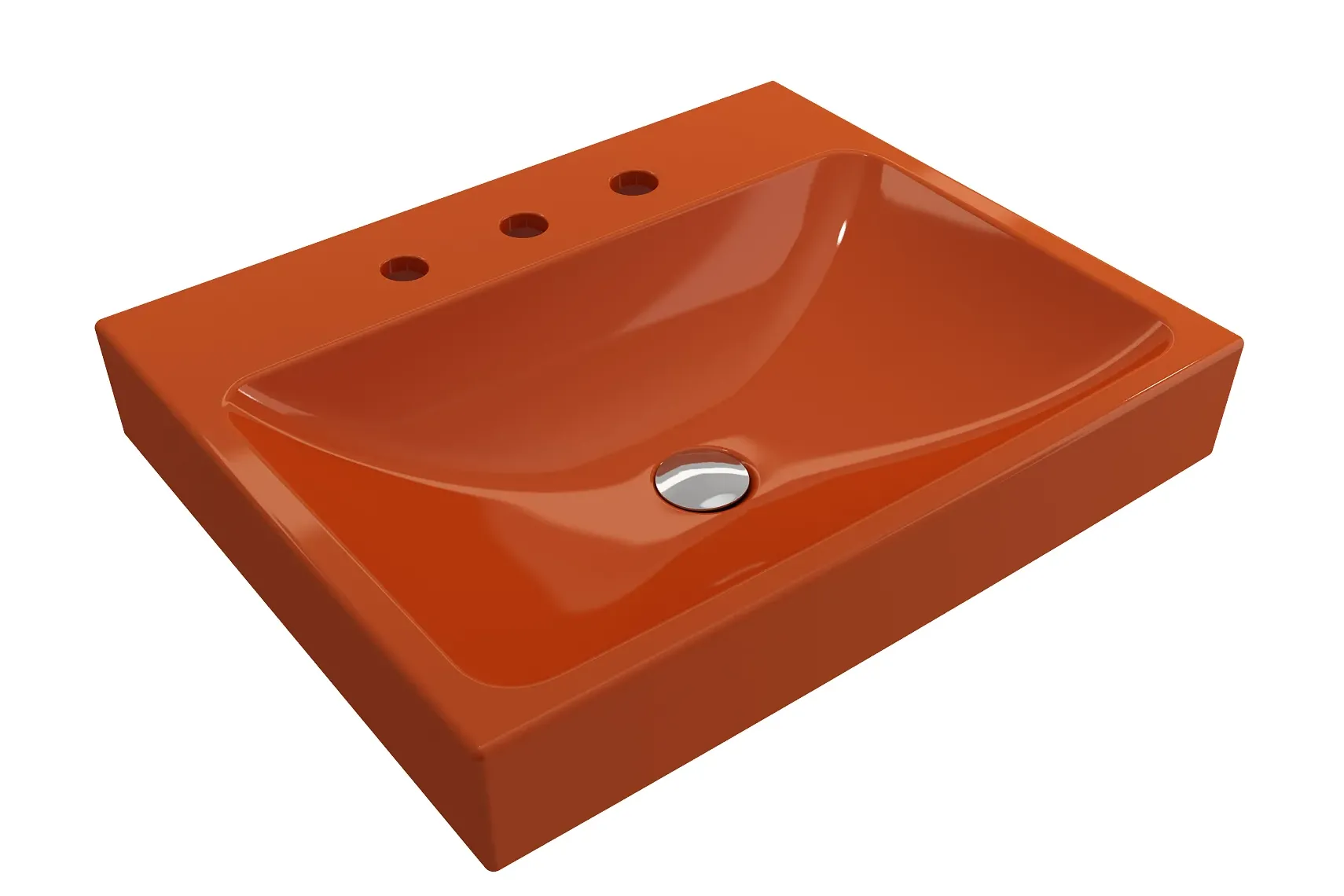 BOCCHI Scala 24" Rectangle Wallmount Fireclay Bathroom Sink, Orange, 3 Faucet Hole, 1077-012-0127