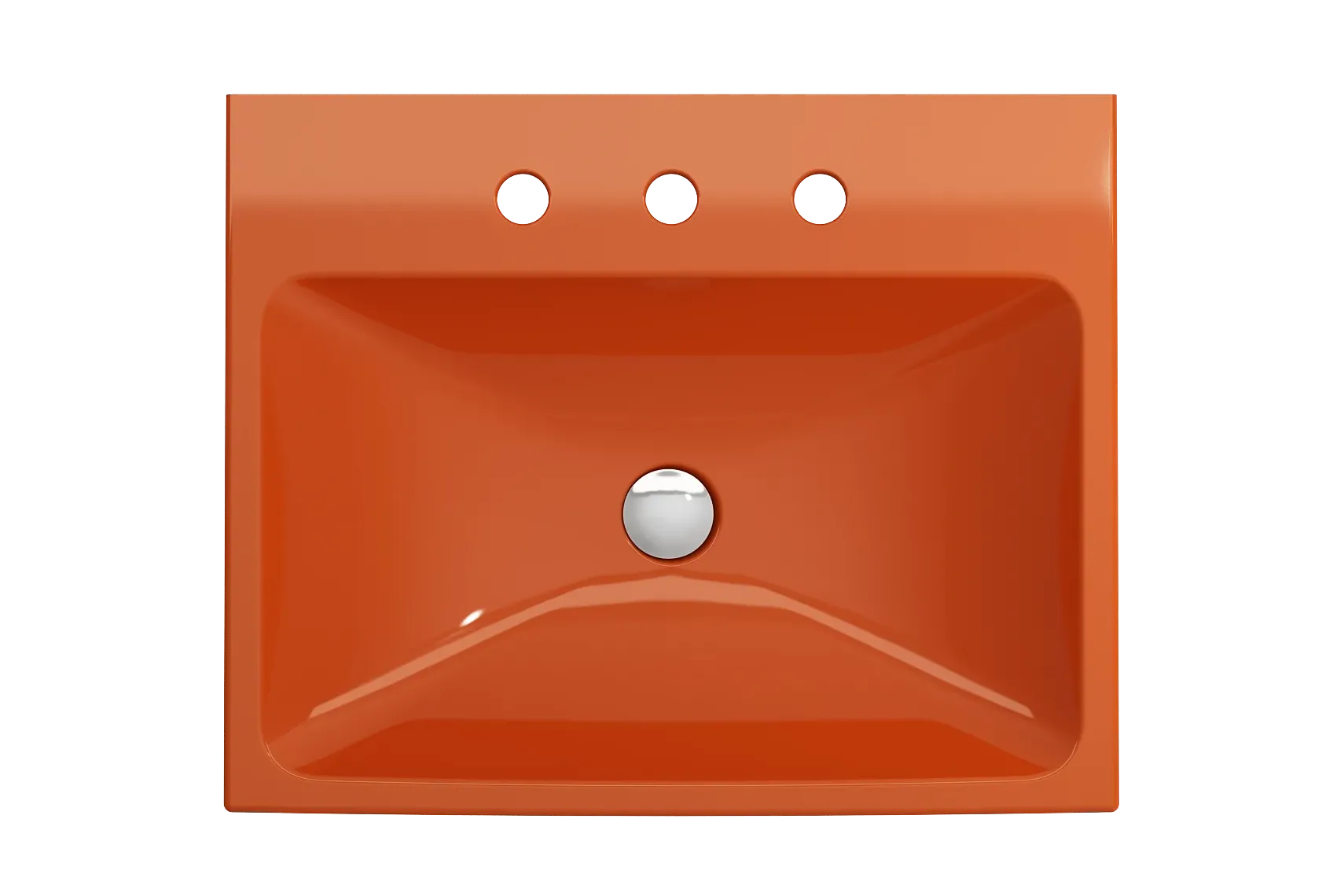 BOCCHI Scala 24" Rectangle Wallmount Fireclay Bathroom Sink, Orange, 3 Faucet Hole, 1077-012-0127