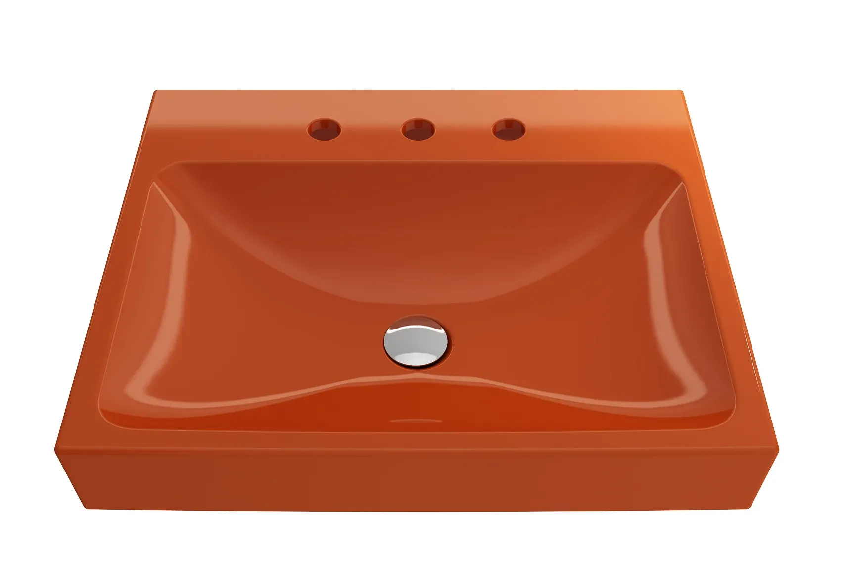 BOCCHI Scala 24" Rectangle Wallmount Fireclay Bathroom Sink, Orange, 3 Faucet Hole, 1077-012-0127