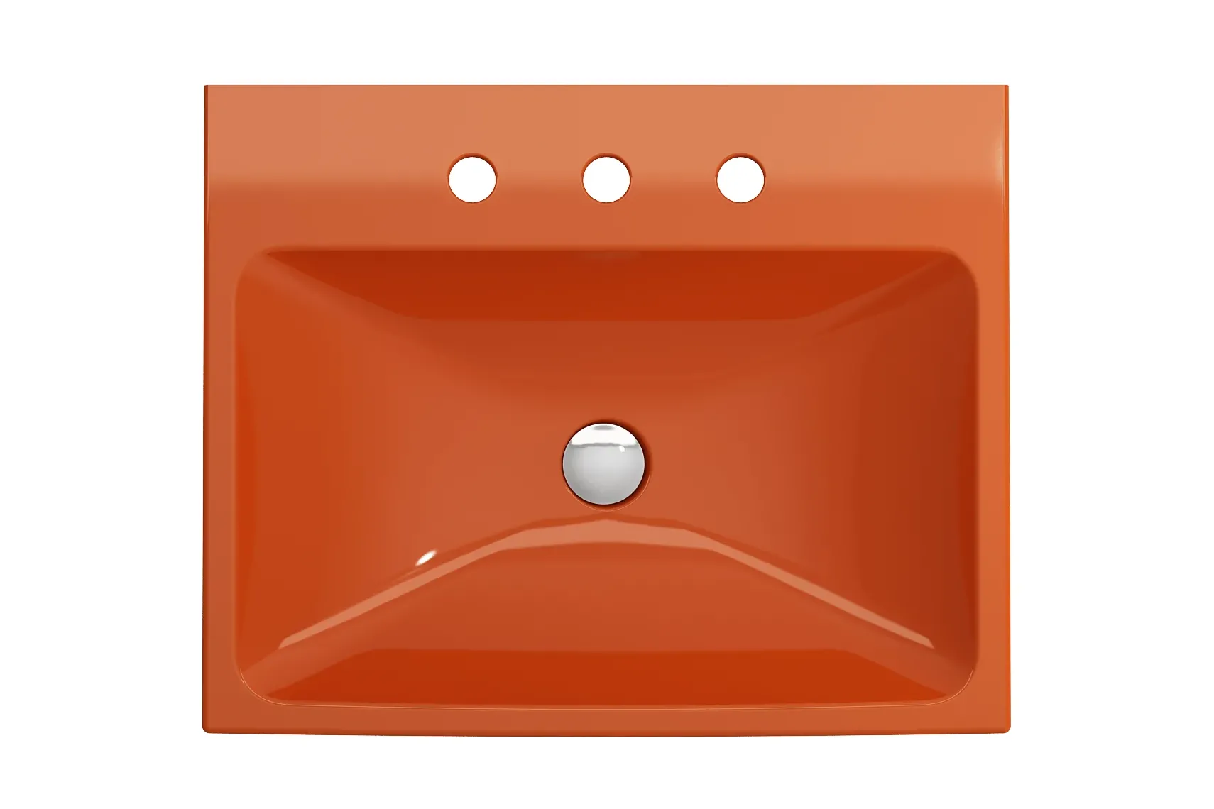 BOCCHI Scala 24" Rectangle Wallmount Fireclay Bathroom Sink, Orange, 3 Faucet Hole, 1077-012-0127