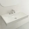 BOCCHI Scala 32" Rectangle Wallmount Fireclay Bathroom Sink, White, 3 Faucet Hole, 1078-001-0127